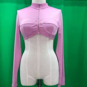 Fashion Nova L Purple Zip Front Padded Crop Top